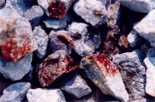una foto di pietre macchiate del Prezioso Sangue